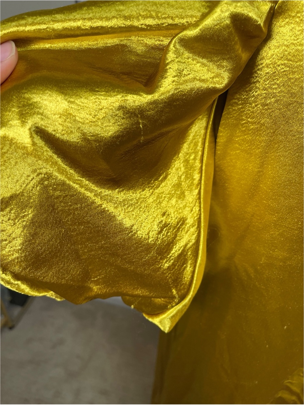 CAROLINE CONSTAS Palmer Off the Shoulder Satin Yellow Gold Maxi Dress Size S - Picture 6 of 10